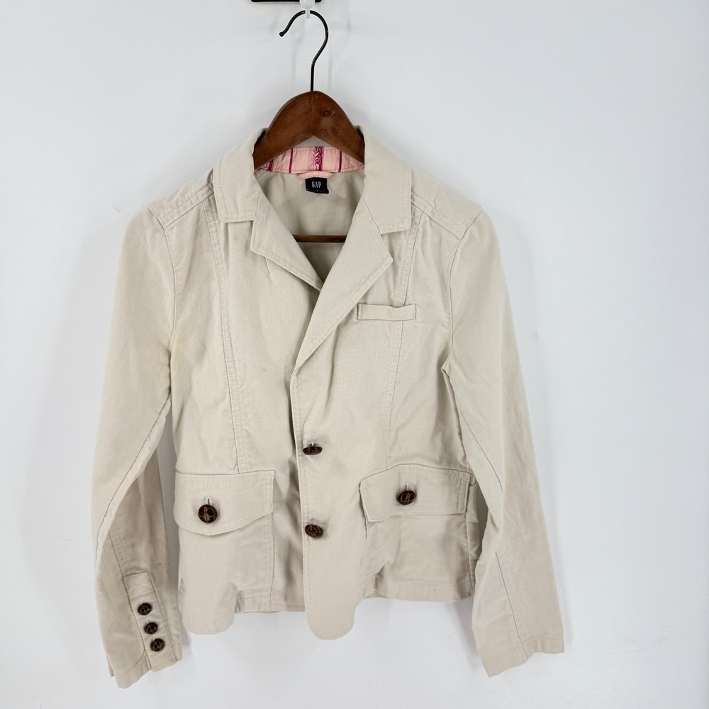 Gap Y2K Spring Jacket Tan Size 8 Good Casual Utility Size S 100% Cotton Preppy